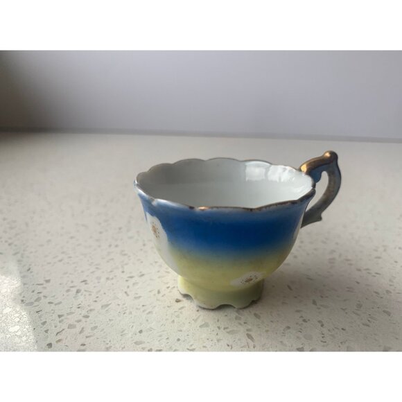 Child’s Play Toy Teacup Midcentury Blue Yellow Japan Porcelain - Picture 4 of 7